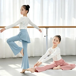2026新款套装假两件微喇裤儿童女练功舞蹈裤运动健身穿搭束腰裙裤