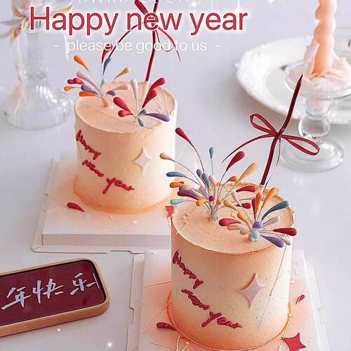 2026新年蛋糕装饰软胶彩色DIY礼花曲线蜡烛元旦跨年派对装扮插件