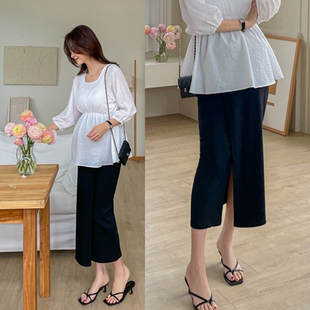 时尚 2026新款 开叉显瘦托腹包臀裙长裙 外穿韩国代购 孕妇半身裙夏季