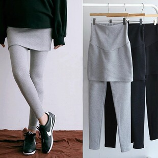 百搭长裤 孕妇打底裤 磨毛加厚假两件短裙托腹裙裤 韩国代购 子 秋冬款