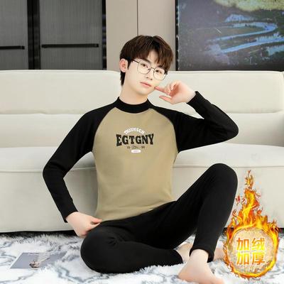青少年羊羔绒保暖内衣套装加厚
