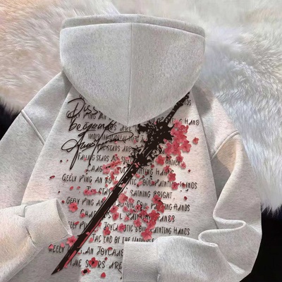 秋冬加绒加厚潮牌新款连帽卫衣男