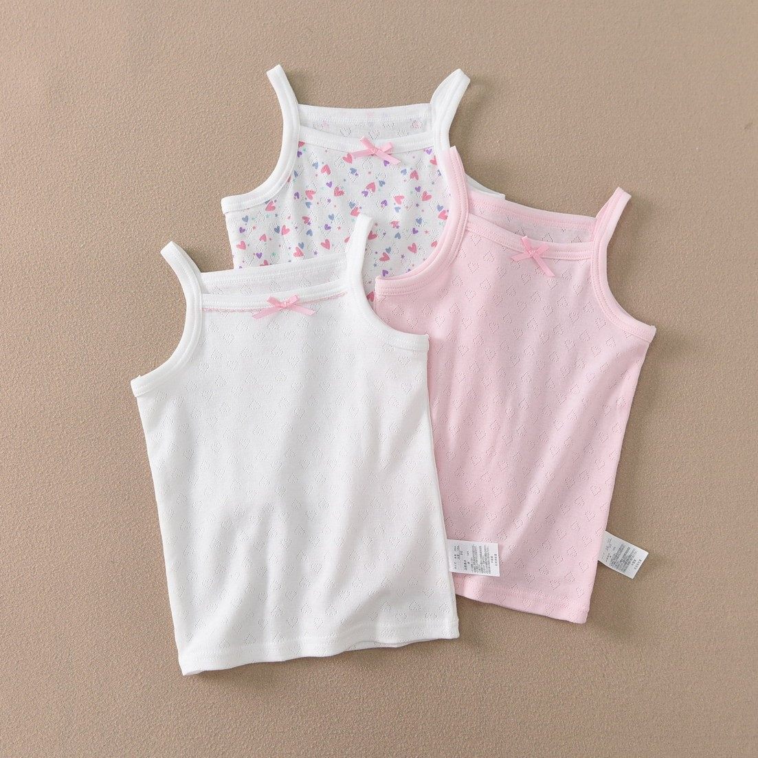 3件装夏季网眼透气儿童背心女孩纯棉夏季百搭清爽宝宝内衣A类