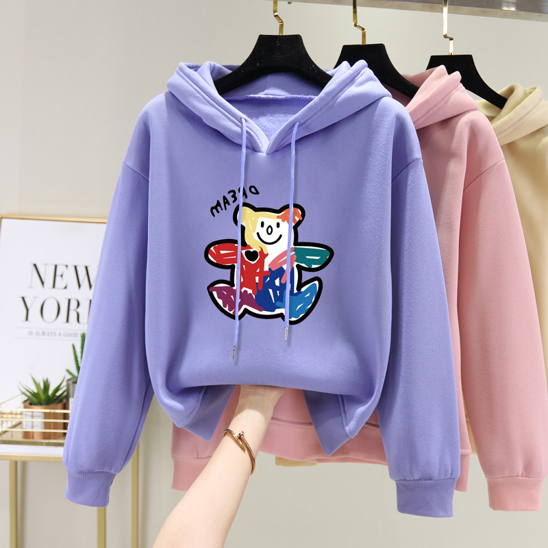ins加绒加厚新款卫衣女百搭秋冬潮韩版学生宽松上衣帽衫外套