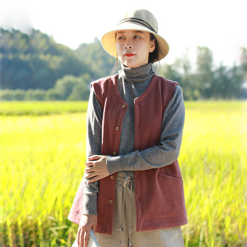 复古短款马甲宽松毛里背心女秋冬