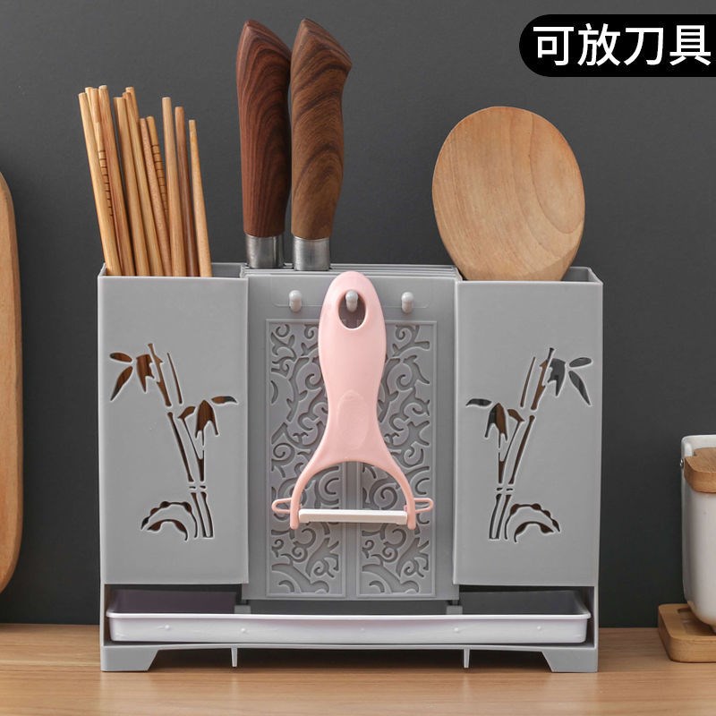 壁挂式厨房置物架餐具沥水筷子筒