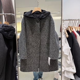 2025年冬装新款时尚澳毛双面羊绒大衣两件套内搭白鸭绒羽绒服马甲