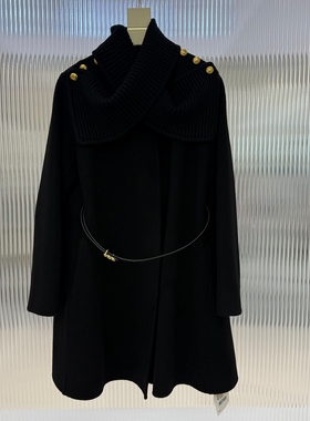 HAND MADE双面羊绒大衣2025年秋冬新款围巾配皮带山羊绒羊毛外套