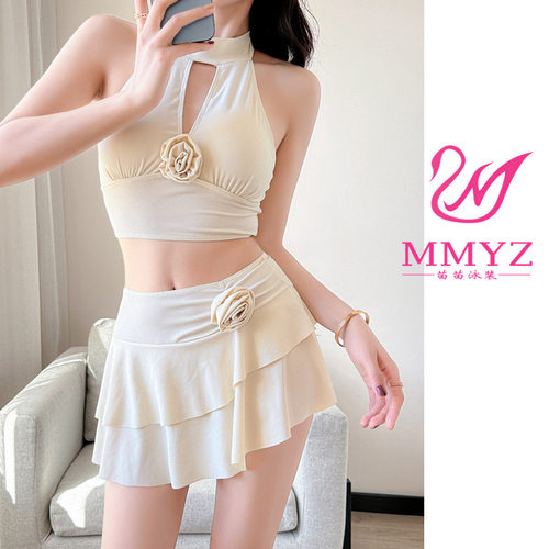 【甜蜜信号】分体比基尼bikini分体三件套性感玫瑰温泉网红泳衣女