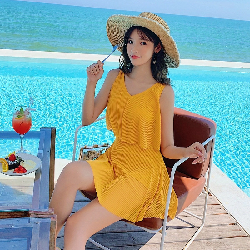 泳衣女夏遮肚显瘦连体裙式保守平角裤韩版新款温泉大码泳装女学生