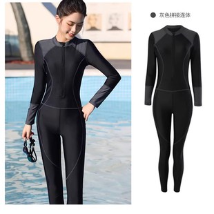 平角保守显瘦遮肚训练运动潜水服泳装 新款 游泳衣女连体长腿长裤
