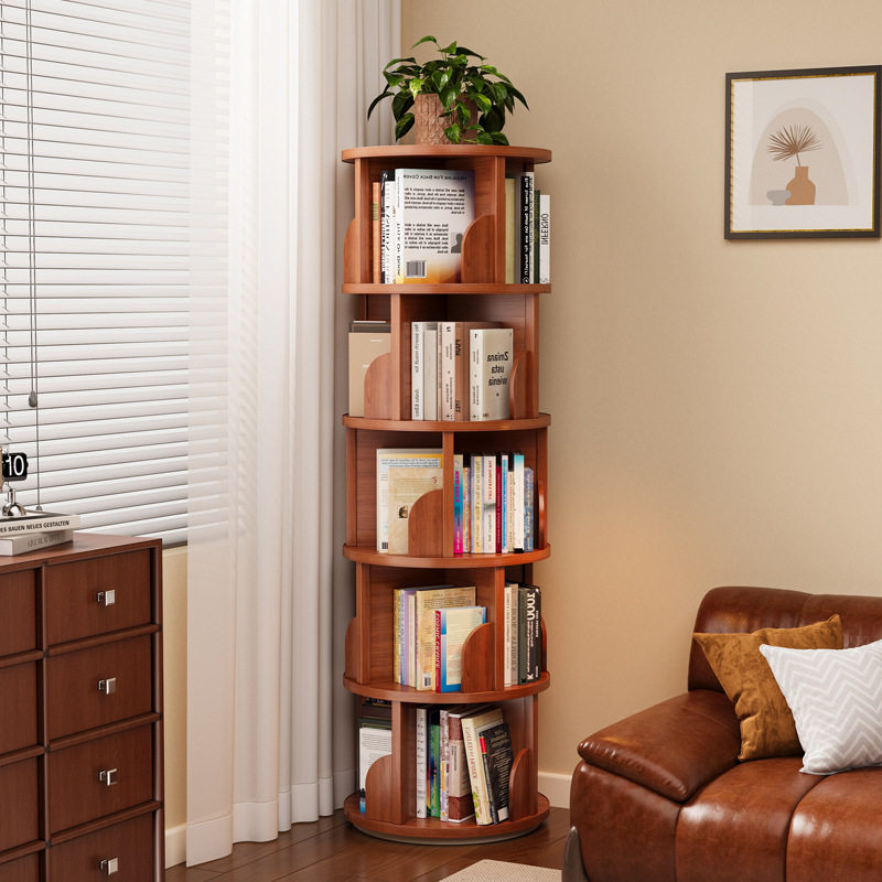 落地式旋转书架书柜书房展示架家用客厅可移动儿童置物架收纳架子