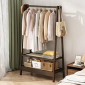 落地挂衣架立式 家用卧室挂衣杆简易多功能藤编收纳整理置物衣帽架