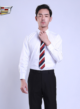 全新凯迪拉克4S店工装衬衫纯白色男士商务衬衣纯棉免烫衬衫大甩卖