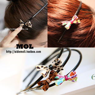 韩国进口 AZNAVOUR/AZ  经典丝带蝴蝶结豹纹/波点 发箍头箍