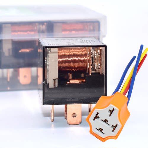 汽车大功率100A继电器12V24V4脚爪5插防水纯铜空调油泵双银触点