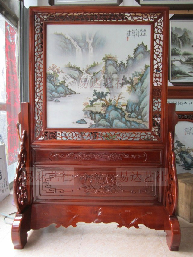 名家手绘仿古中式风隔断瓷板画