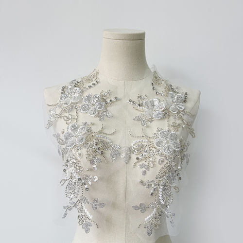 钉珠花片立体花亮钻花贴 新娘婚纱礼服装饰辅料DIY布贴 新品