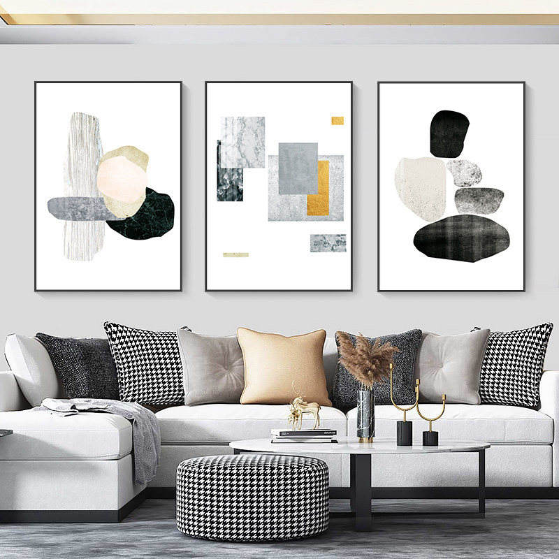 新品北欧抽象客厅装饰画s现代简约沙发背景墙挂画几何艺术创意三