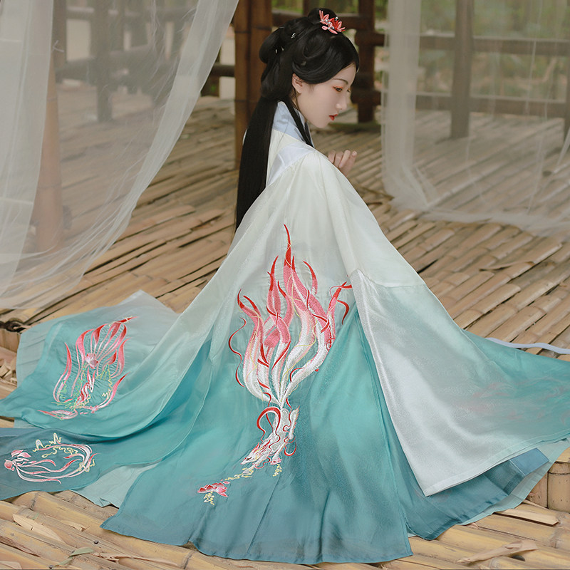 离花簌永生九尾狐原创正品汉服大袖衫齐腰襦裙刺绣男女六米摆套装
