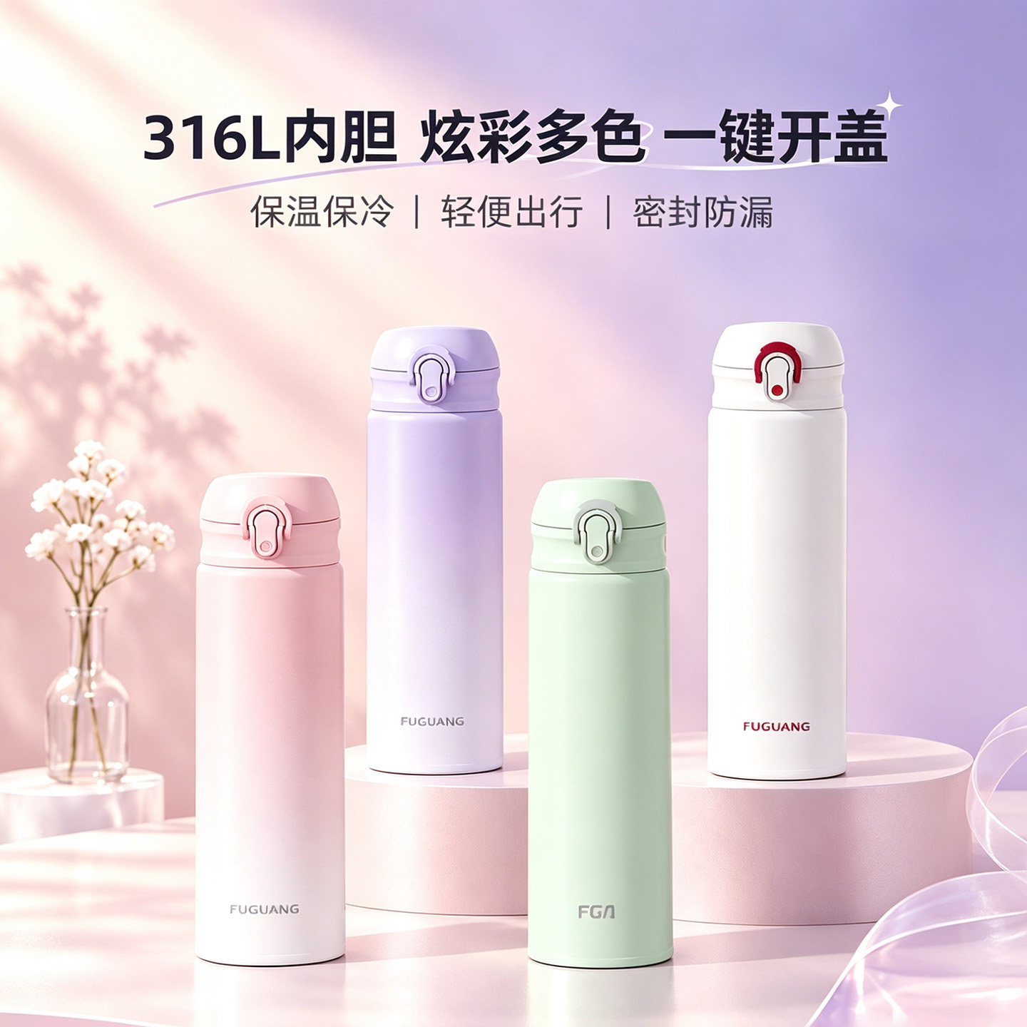 富光316保温杯女便携大容量										