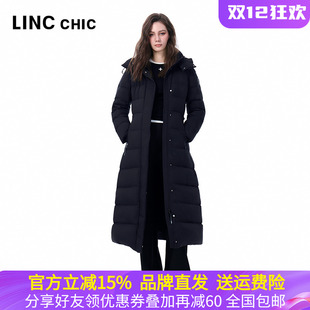 收腰连帽羽绒服女Y25808187G 鹅绒服超长款 LINC金羽杰2025冬季 新款