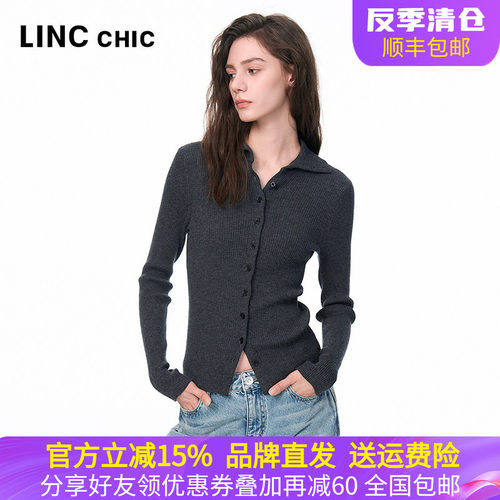 金羽杰秋季针织衫羊毛高腰开衫女