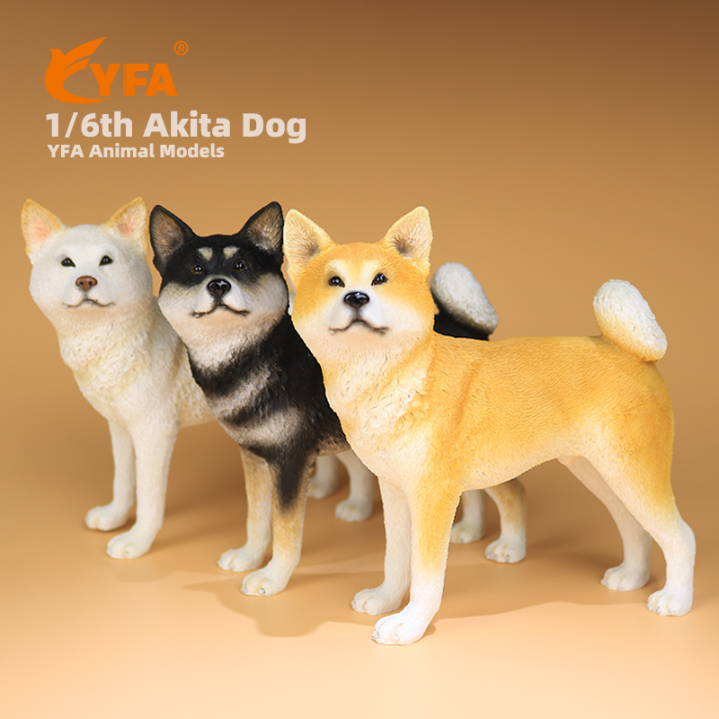 YFA模玩秋田犬仿真狗模型车摆件