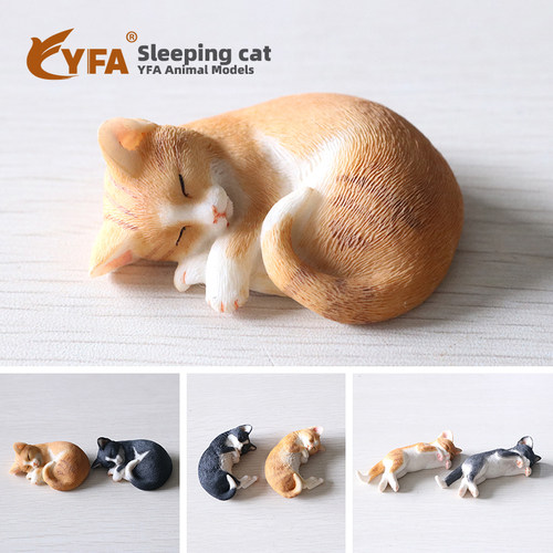 YFA可爱睡姿小猫咪模型车载摆件