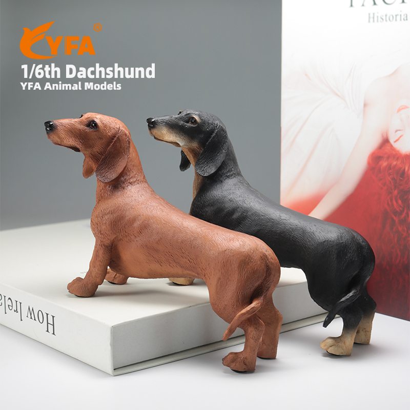 YFA模玩仿真腊肠犬狗模型车摆件