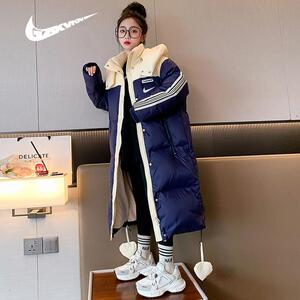 耐克顿女童羽绒服冬季白鸭绒加厚过膝长款外套中大童休闲潮牌冬装