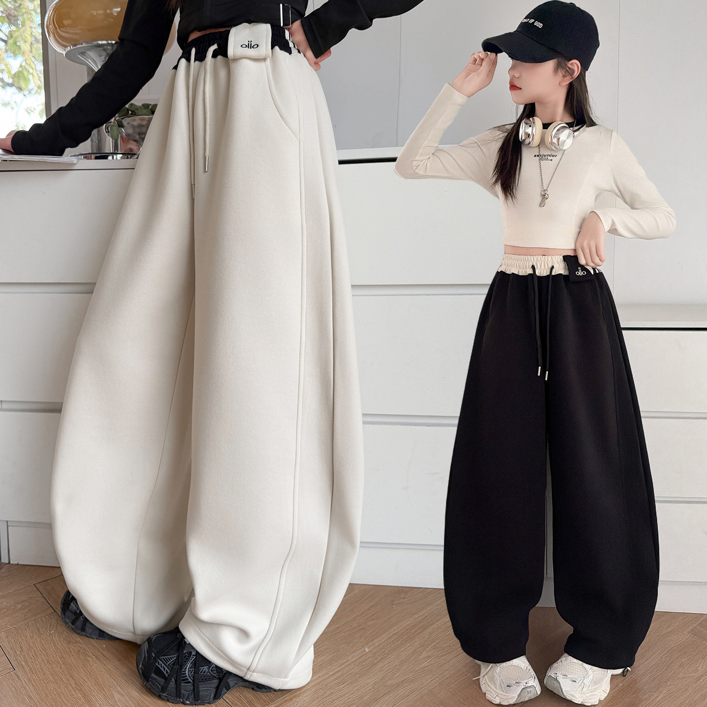 韩国女童裤子春装2026新款中大童时尚洋气弯刀裤女孩休闲运动卫裤,童装/婴儿装/亲子装,裤子,淘宝优惠券,粉丝福利购,淘宝优惠卷