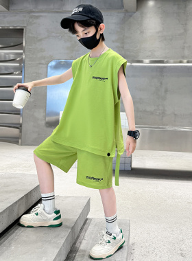 韩国潮男童无袖套装儿童运动夏装2025新款中大童帅气坎肩休闲衣服