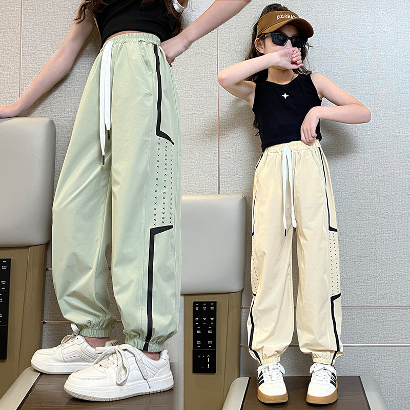 韩国潮女童裤子速干夏装2026新款防蚊裤薄款儿童休闲运动女孩长裤