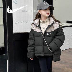 耐克顿女童羽绒服冬季儿童短款白鸭绒外套潮牌韩版中大童休闲冬装