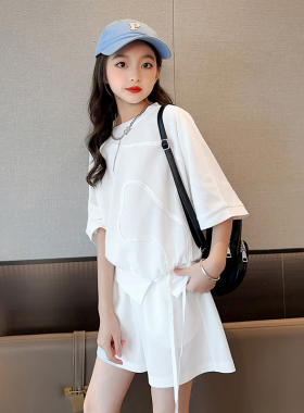 韩国女童短袖套装2025新款儿童运动夏装中大童时尚潮牌休闲童装潮