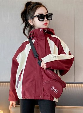 女童夹棉外套春秋冬款儿童加厚冲锋衣中大童时尚运动休闲保暖棉衣