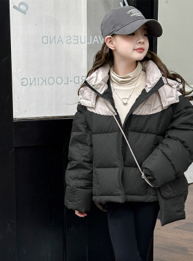 女童羽绒服冬季2025新款儿童短款白鸭绒外套韩版中大童加厚冬装潮