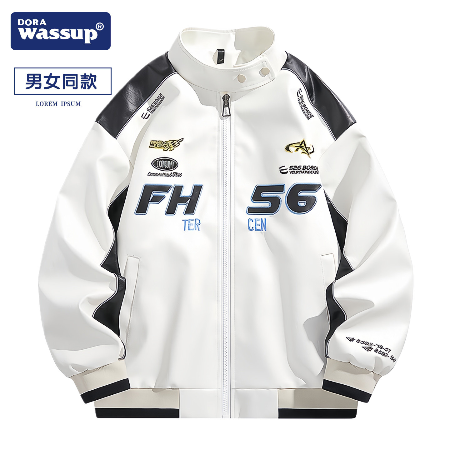 DORA WASSUP机车皮衣夹克男女同款春季美式机车服防风立领外套潮,男装,夹克,淘宝优惠券,粉丝福利购,淘宝优惠卷