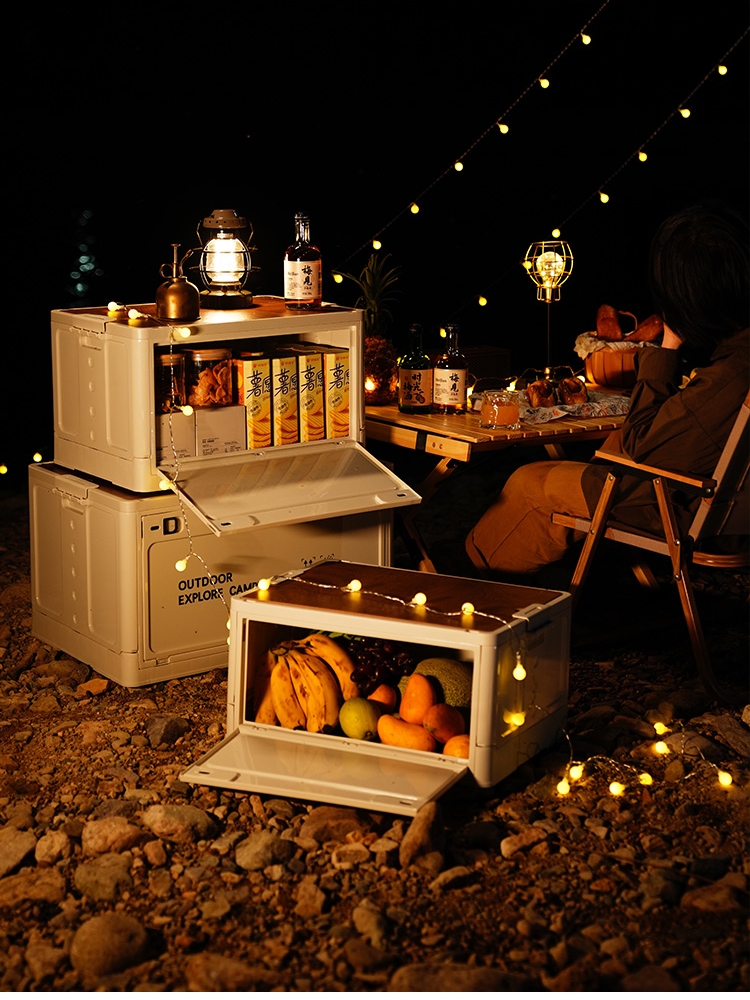 户外露营折叠箱汽车载后备箱木盖野营野餐整理箱子家用超大收纳箱