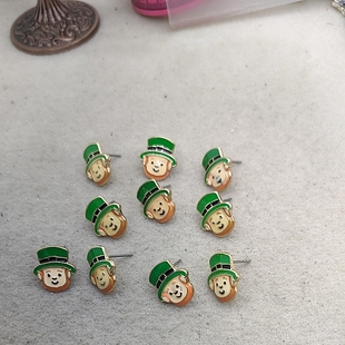 37满29元 滴釉娃娃脸耳钉5对价格 包邮