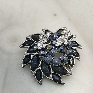 50满29元 黑镍色满钻胸针 包邮