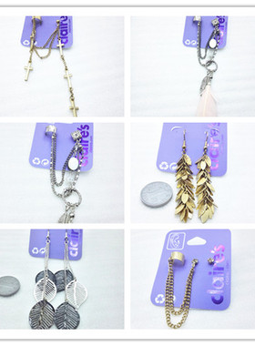 C4 欧美日韩潮流饰品 claires时尚单只 耳钉 多层耳坠女