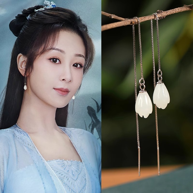 玉兰花耳线国风耳饰送精美礼盒