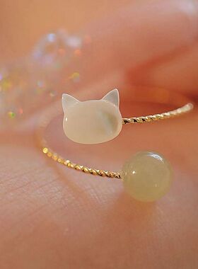 萌趣猫咪戒指动物造型小众设计