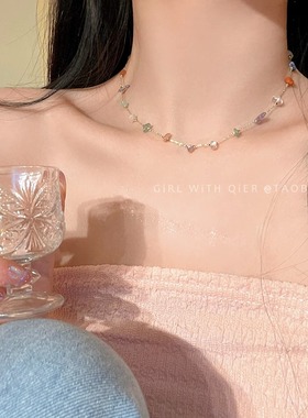 多巴胺彩石项链潮流百搭配饰
