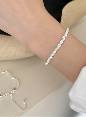 s925银手链 波光粼粼满天星超闪手链粗轻奢简约高级网红爆款配饰