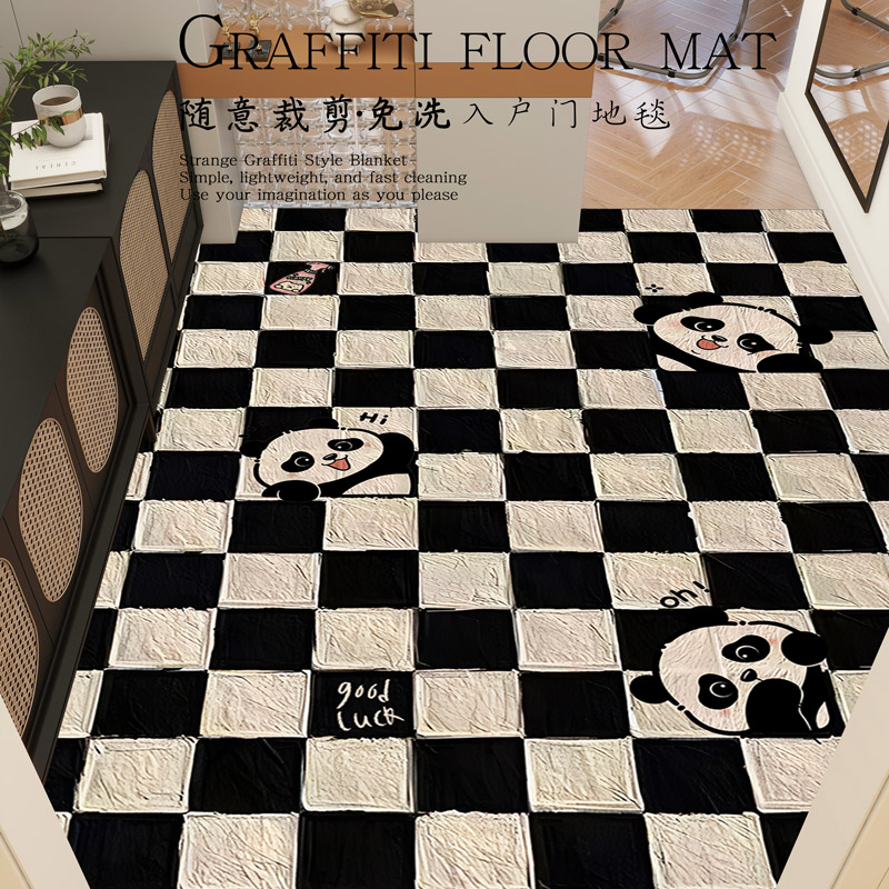 棋盘格地毯入户门地垫可擦洗皮革防滑进门垫脚垫家用地毯定制垫子