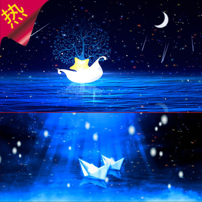 让我们荡起双桨 儿歌 卡通小船流星月亮 小白船水中游 视频素材