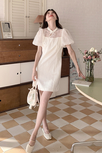 2024夏新中式蕾丝网纱拼接烫钻改良旗袍裙306-24045-p115-k175图片